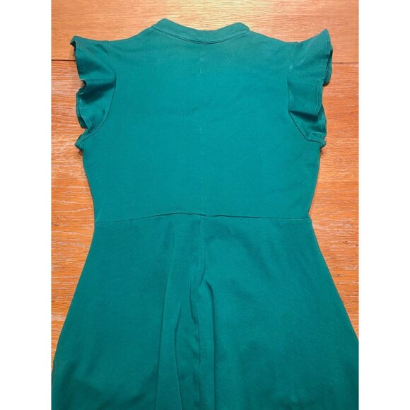 Green Sheath Dress With Ruffled Sleeves & Keyhole Neckline - Picture 4 of 4
